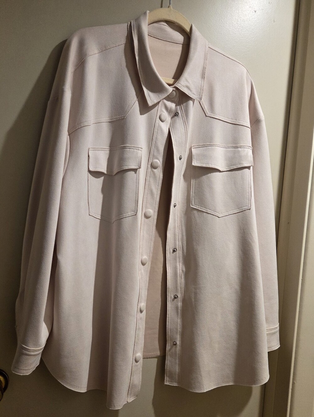 Womens Soft White  Shirt Jacket 3X